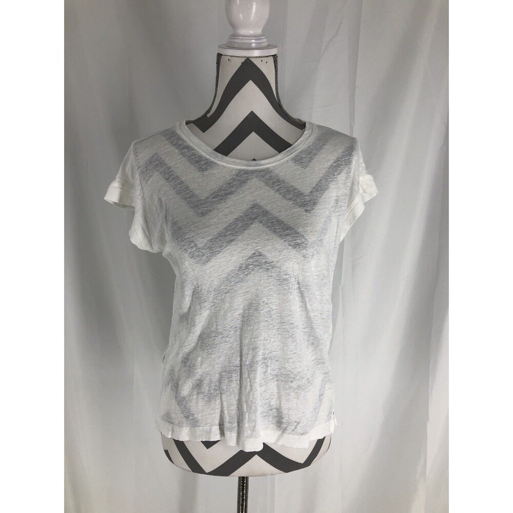 Lou & Grey Womens Linen Shirt XS White Casual